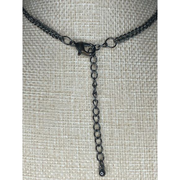 Multi-Layer Tassel Necklace Gunmetal Black Amber Statement Boho Chic - Picture 5 of 6